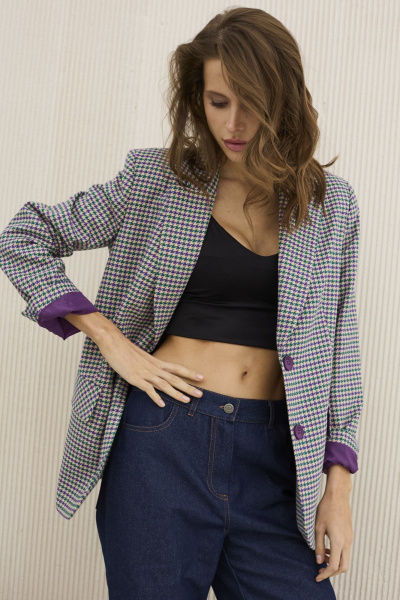 Жакет DAVA 3131 зеленый_лиловый - фото 5