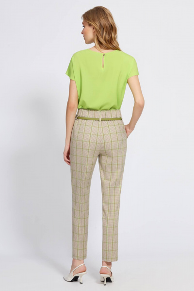 Демисезонные бежевые брюки со стрелками и тканевым поясом Bazalini 4812 - фото 3