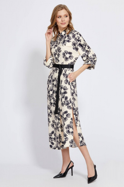 Платье-рубашка свободное с цветочным принтом и разрезами Bazalini 4880 - фото 1