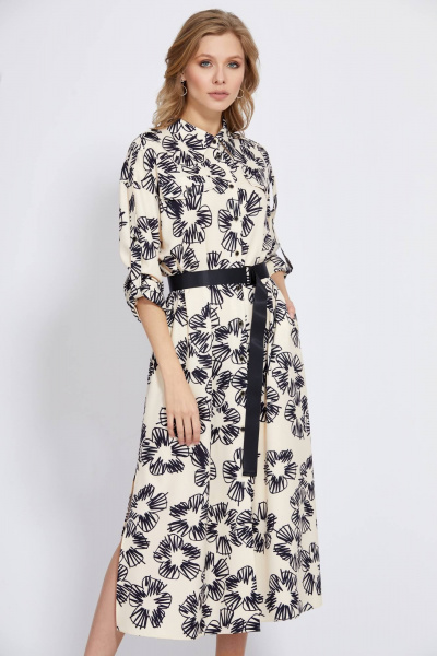 Платье-рубашка свободное с цветочным принтом и разрезами Bazalini 4880 - фото 3
