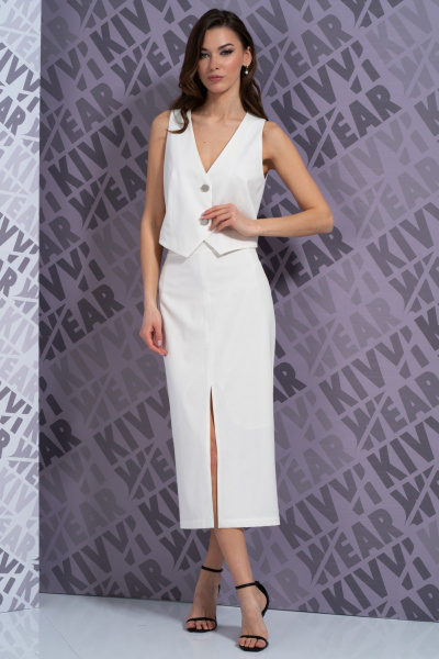 Юбка из текстиля с высокой талией и разрезом переди Kivviwear 4166.03 - фото 4