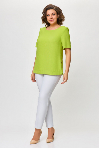 Блуза из текстиля на каждый день с длиной 65 см DaLi 3659 салатовая - фото 3