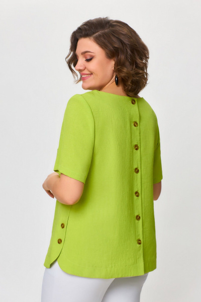 Блуза из текстиля на каждый день с длиной 65 см DaLi 3659 салатовая - фото 2