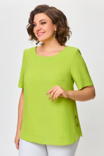 Блуза из текстиля на каждый день с длиной 65 см DaLi 3659 салатовая - фото 1