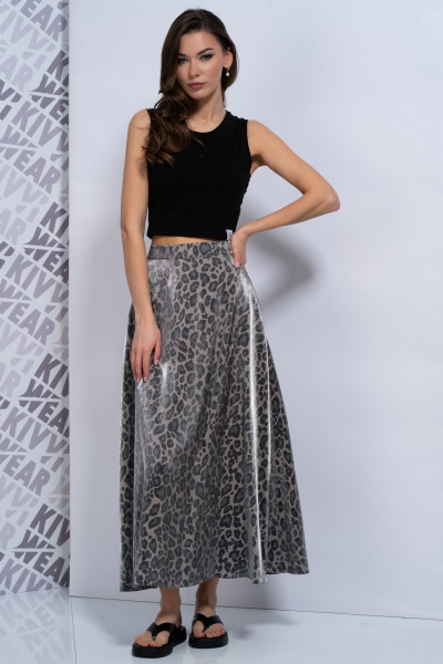 Длинная юбка из атласа с потайной молнией и элегантным силуэтом Kivviwear 4163.02 - фото 2