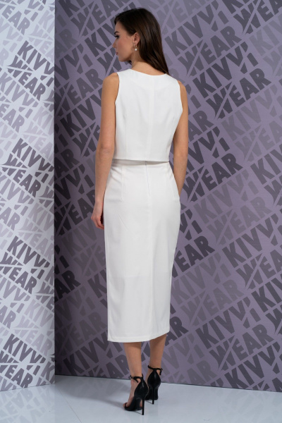 Молочный костюм юбка-карандаш и жилет для деловых образов Kivviwear 41654166.03 - фото 10