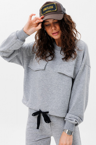 Демисезонный костюм из трикотажа с клапанами и стяжкой HIT 3079 серый_меланж - фото 6