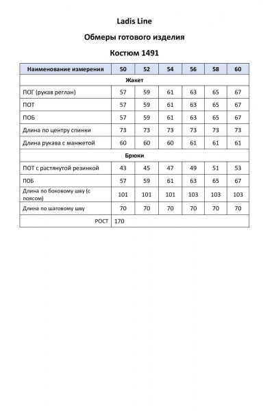 Брюки, жакет LadisLine 1491 полоска/синий - фото 5