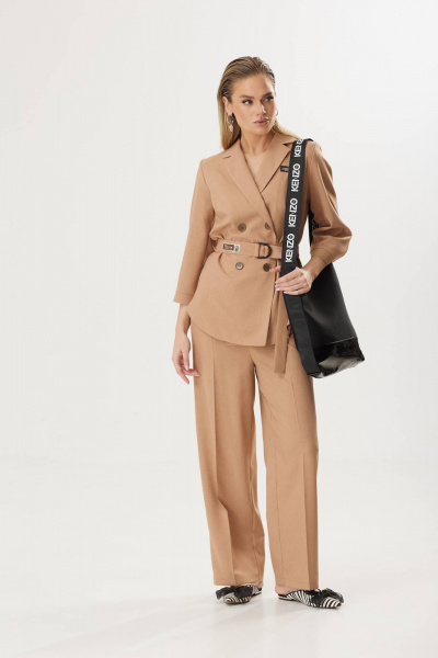 Брюки, жакет Твой имидж 1784 кэмел - фото 1