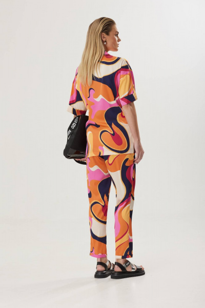 Блуза, брюки Твой имидж 1579 оранжевый-мультиколор - фото 5