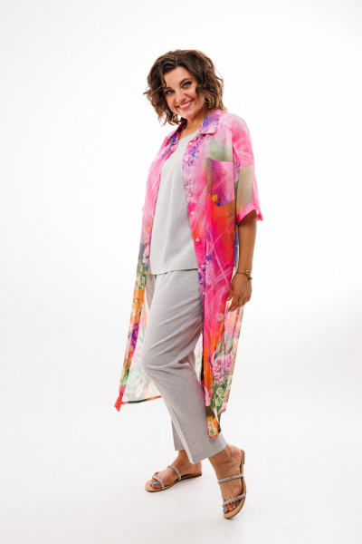 Блуза, брюки, рубашка Anelli 858 цветы - фото 1