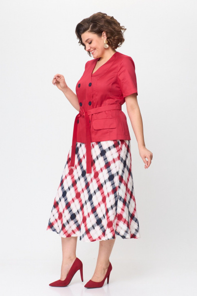Жакет, юбка ANASTASIA MAK 1176 алый+клетка - фото 7