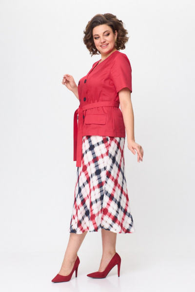 Жакет, юбка ANASTASIA MAK 1176 алый+клетка - фото 4