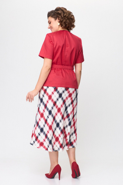 Жакет, юбка ANASTASIA MAK 1176 алый+клетка - фото 5