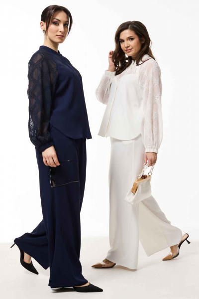 Демисезонный костюм из текстиля с болеро из двух предметов Mislana 935/3 синий - фото 10