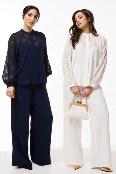 Демисезонный костюм из текстиля с болеро из двух предметов Mislana 935/3 синий - фото 9