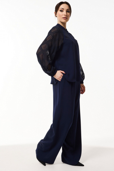 Демисезонный костюм из текстиля с болеро из двух предметов Mislana 935/3 синий - фото 5
