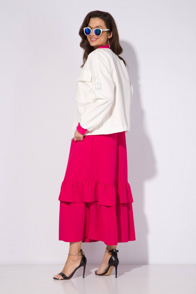 Бомбер, платье INPOINT. 151к бел+фуксия - фото 2