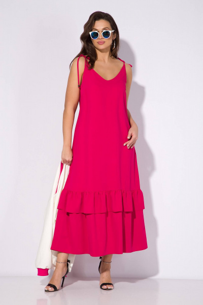 Бомбер, платье INPOINT. 151к бел+фуксия - фото 3