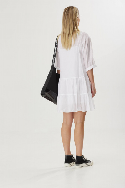 Летнее платье из структурного хлопка с воланами и завязкой Твой имидж 1593 белый - фото 6
