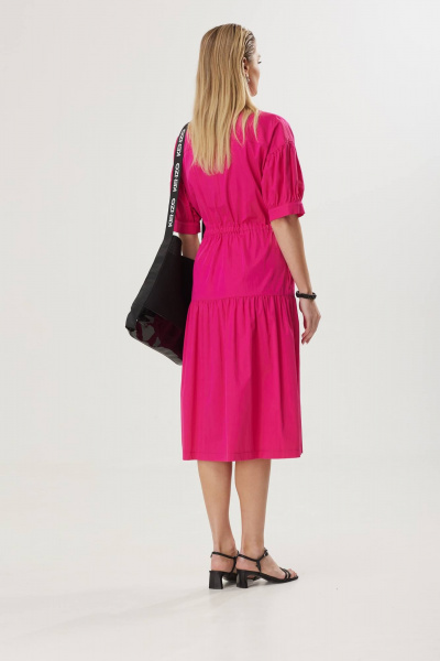 Летнее платье А-силуэта с кулиской и карманами Твой имидж 1572 фуксия - фото 7