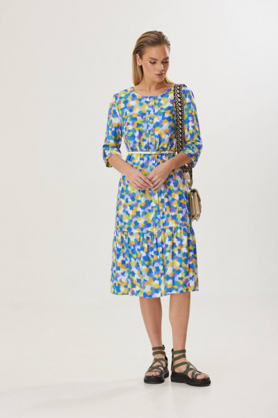 Платье с сборками и съемным поясом, мультитон, лето Твой имидж 1567 мультиколор - фото 8