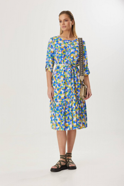 Платье с сборками и съемным поясом, мультитон, лето Твой имидж 1567 мультиколор - фото 1
