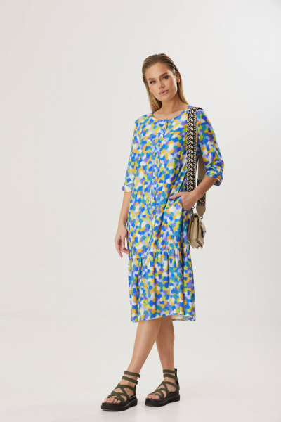 Платье с сборками и съемным поясом, мультитон, лето Твой имидж 1567 мультиколор - фото 6