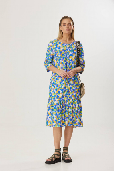 Платье с сборками и съемным поясом, мультитон, лето Твой имидж 1567 мультиколор - фото 4