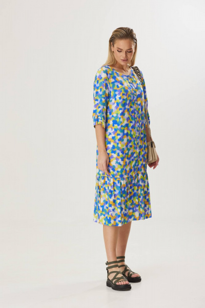 Платье с сборками и съемным поясом, мультитон, лето Твой имидж 1567 мультиколор - фото 5