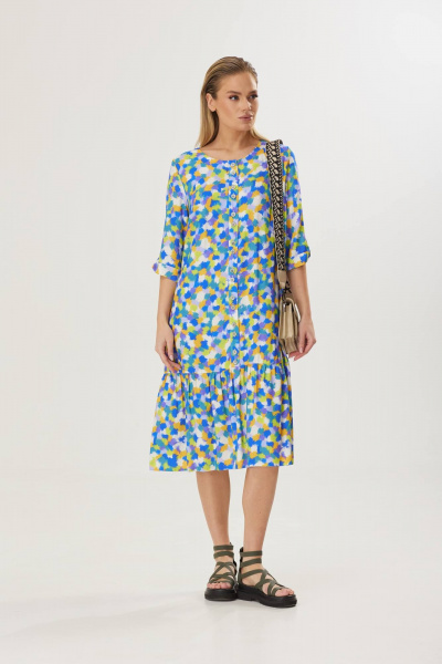 Платье с сборками и съемным поясом, мультитон, лето Твой имидж 1567 мультиколор - фото 2