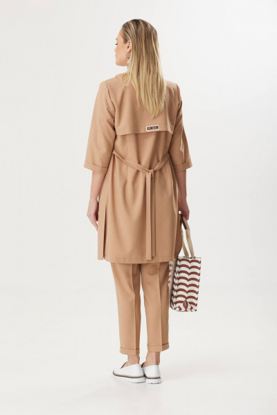 Деловой костюм из текстиля: жакет, брюки и блуза Твой имидж 1783 бежевый - фото 5