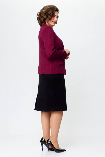 Жакет и юбка с атласным кантом, трикотаж, демисезон Zlata 4435 бордовый - фото 3