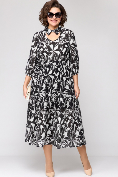 Платье EVA GRANT 7102 черно-белый - фото 3