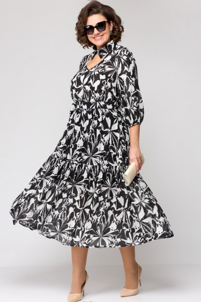 Платье EVA GRANT 7102 черно-белый - фото 2