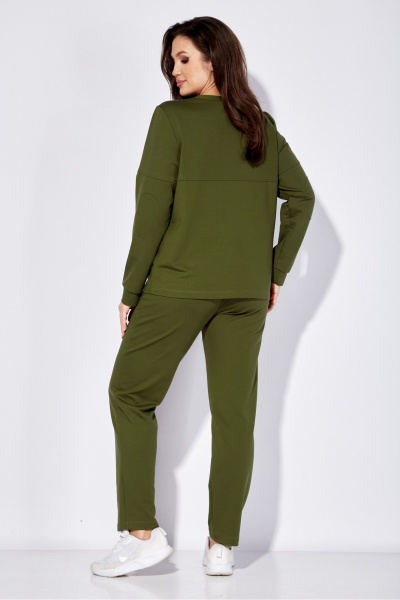 Демисезонный 3-предметный комплект: жилет, свитшот и брюки TAiER 1224-1 олива - фото 6