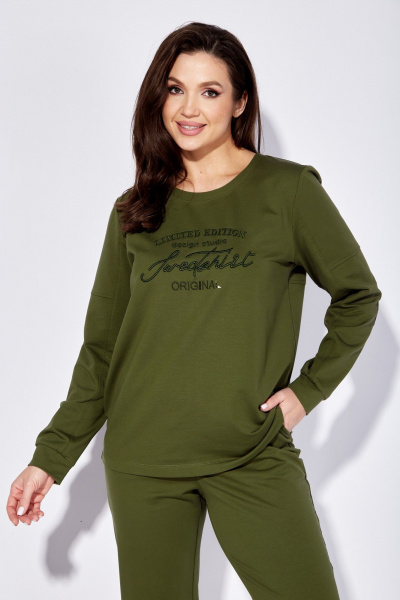 Демисезонный 3-предметный комплект: жилет, свитшот и брюки TAiER 1224-1 олива - фото 5