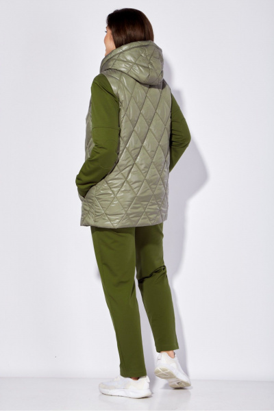 Демисезонный 3-предметный комплект: жилет, свитшот и брюки TAiER 1224-1 олива - фото 4