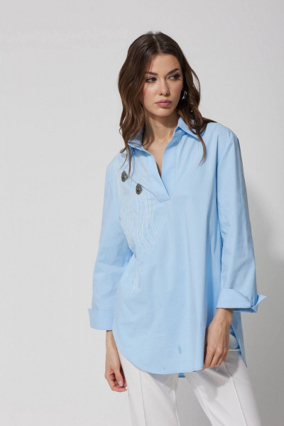 Хлопковая блузка с фигурным низом и вышивкой Lyushe 3726 - фото 9