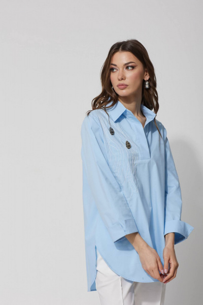 Хлопковая блузка с фигурным низом и вышивкой Lyushe 3726 - фото 8