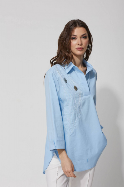 Хлопковая блузка с фигурным низом и вышивкой Lyushe 3726 - фото 7