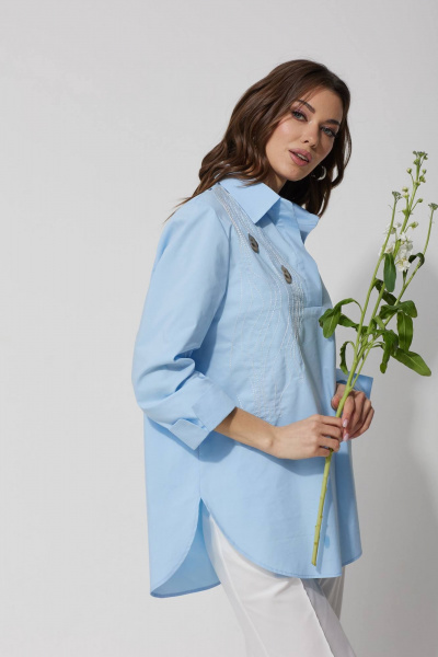 Хлопковая блузка с фигурным низом и вышивкой Lyushe 3726 - фото 3