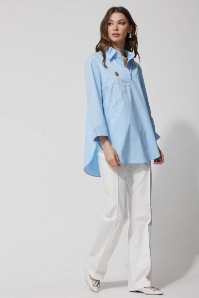 Хлопковая блузка с фигурным низом и вышивкой Lyushe 3726 - фото 6