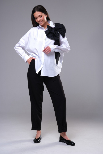 Блуза и брюки классический деловой комплект из хлопка Ларс Стиль 885 - фото 1