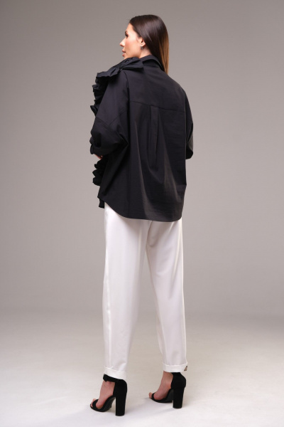 Блуза и брюки вечерний комплект с рюшей из текстиля Ларс Стиль 881 - фото 4