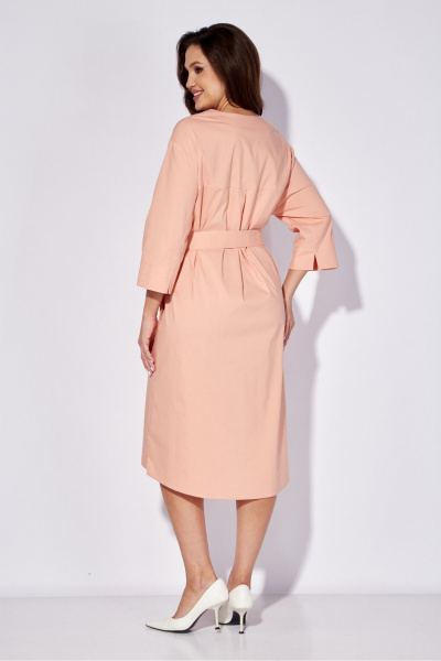 Платье свободного силуэта с принтом и разрезами TAiER 1271 персиковый_пух - фото 6