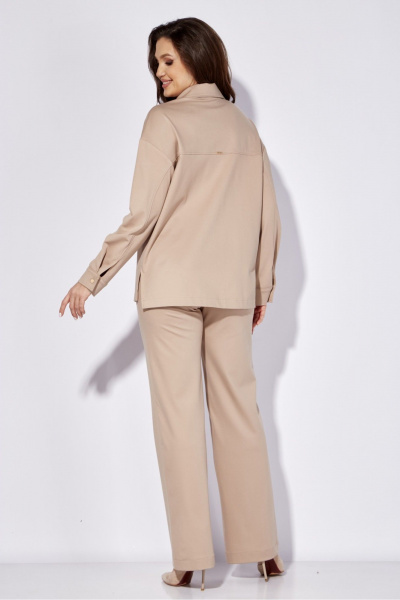 Трикотажный комплект рубашка и брюки с вышивкой TAiER 1272 бежевый - фото 2