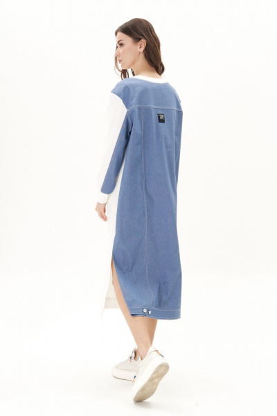 Платье Fantazia Mod 4752 молоко-синий - фото 5