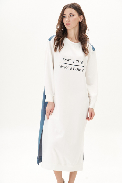 Платье Fantazia Mod 4752 молоко-синий - фото 3