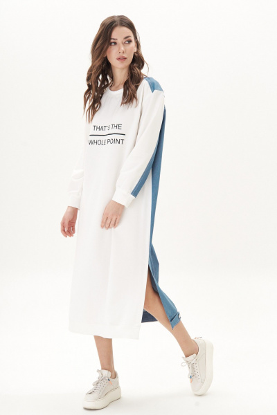 Платье Fantazia Mod 4752 молоко-синий - фото 2